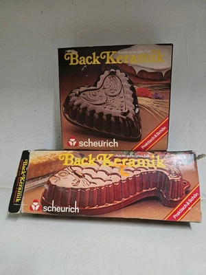 Scheurich Keramik Backform  Aus der guten alten Zeit  Herzform und Fischform NEU - Bild 1 von 4