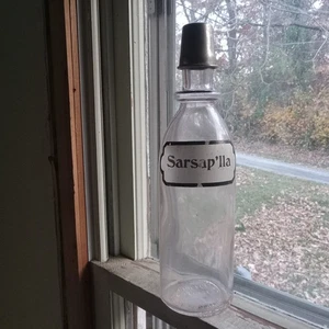 SARSAPARILLA DROGERIE SODA BRUNNEN SIRUPFLASCHE MIT MESSVERSCHLUSS BECKER CHICAGO - Bild 1 von 8