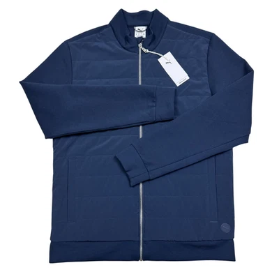 Chaqueta polar Puma Golf para hombre Clubhouse cremallera completa azul marino talla M aislada Foto 1 de 4