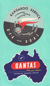 QANTAS,  QEA, BOAC  AIRLINE  BAGGAGE LABEL  NH, m, orig'l AUSTRALIA  flying boat - Picture 1 of 3