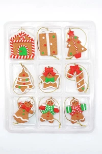 Set of 9 Small Christmas Gingerbread Ornaments. Wizardi Festive Decoration F0... - Picture 1 of 2
