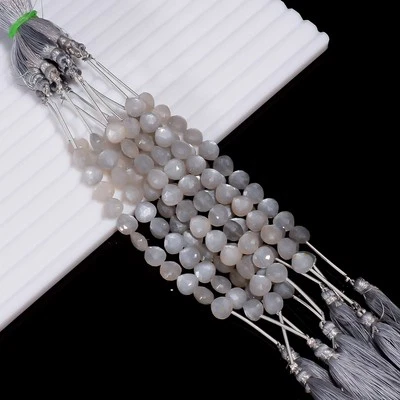 Natural Grey Moonstone Gemstone Heart Shape Faceted Beads Strand 8X8X4 mm AB-925 - Image 1 of 4