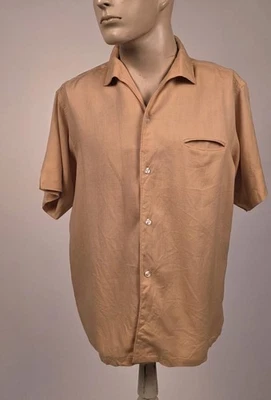 VINTAGE 1950’S MEN’S MUSTARD YELLOW GABARDIBE SHIRT  - Image 1 of 4