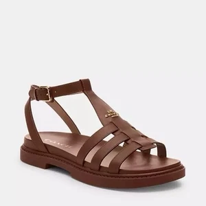 NWT Coach Franny Sandal Cr866 Dark Saddle Choose Size - Picture 1 of 10