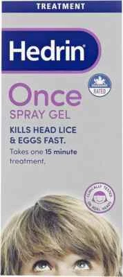 Hedrin Once Spray Gel 100ml - Head Lice Treatment, Nits Treatment, Kills - Image 1 of 4