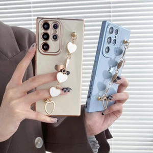 Case For Samsung S24 S23 S22 S21 Ultra A52 Cute Heart Bracelets Shockproof Cover - Picture 1 of 14