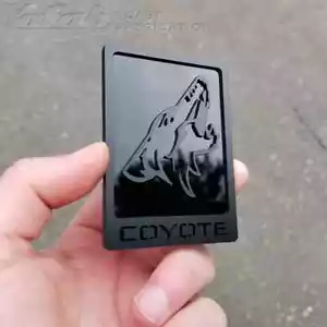 2PCS COYOTE Emblem Badges Matte On Black Fender Angry Aggressive Racing - Picture 1 of 1