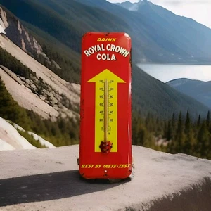 Vintage ROYAL CROWN COLA Thermometer Tin merchandise 1950 Not Porcelain - Picture 1 of 24
