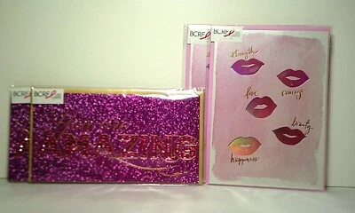 Lote de 4 tarjetas en blanco de amistad de papiro labios BCRF You're Amazing foil glitter Foto 1 de 4