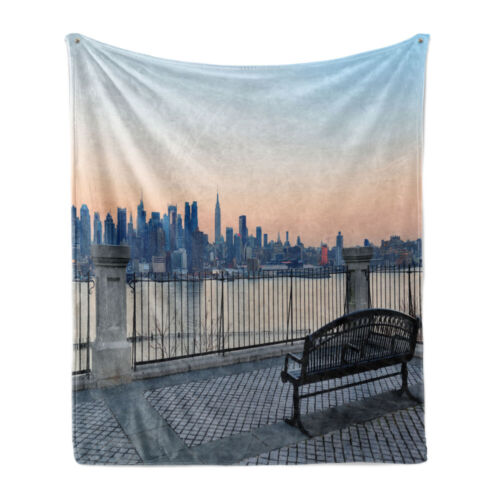 Scenery Soft Flannel Fleece Throw Blanket Bench in New York City