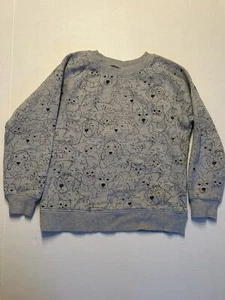 Hanna Andersson Dog Cat Gray Sweatshirt Girls Size 6-7 Cotton Crewneck - Picture 1 of 9