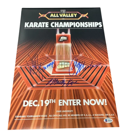 RALPH MACCHIO WILLIAM ZABKA MARTIN KOVE SIGNED AUTO THE KARATE KID 12X18 BAS 7 Cover