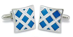 Puño de regalo plateado azul y blanco diseño X para hombre eslabones de GEMELOS DIRECTOS - Imagen 1 de 5