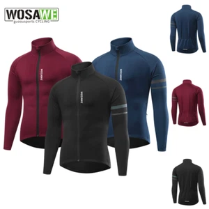 WOSAWE Mens Winter Fleece Cycling Jacket Riding Water Repellent Full Zipper Coat - Picture 1 of 12