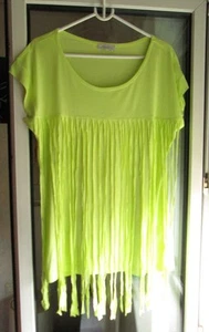 ANISTON TUNIKA OVERSIZE SHIRT TOP MIT FRANSEN NEONGELB 38, M NEU - Bild 1 von 1