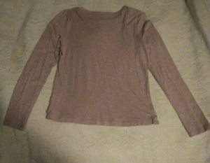 AMERICAN EAGLE OUTFITTERS Mauve Scoop neck Long Sleeve Microstripe Shirt Top S - Picture 1 of 6