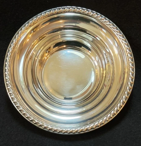 Antique La Pierre Sterling Silver 6" Bowl Dish Spiral design Rim #115 Cover
