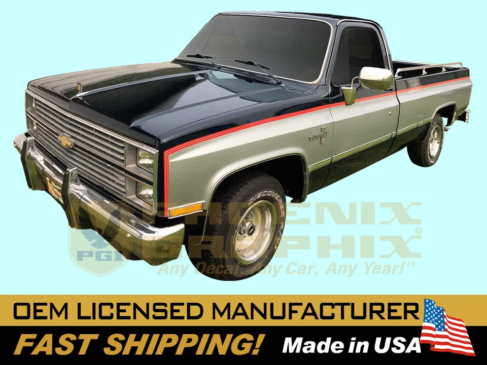 Camión de carga Chevy GMC 1981 1982 1983 1984 1985 rayas calcomanías CK1500 CK2500 5 bandas Foto 1 de 1