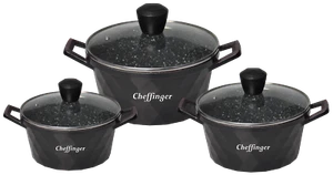 Cheffinger Kochgeschirr-Set 6-Teilig Kochtopf Kochgeschirr Diamant - Bild 1 von 4