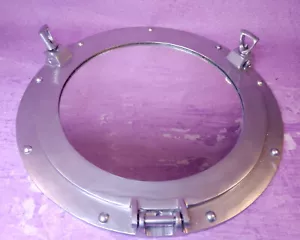 Espejo de ojo de buey de cabina de envío aluminio cepillado plateado redondo decoración náutica 15 pulgadas - Imagen 1 de 4