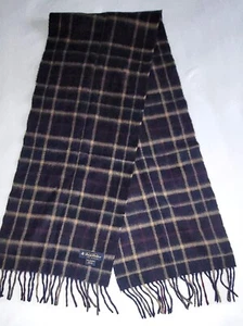 Brooks Brothers 100 % Kaschmir Schal marineblau kariert/Fransen 66" x 12" hergestellt in Schottland - Bild 1 von 8