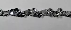 3/8" Cupped Sequin Braided Trim Col: Silver - 12 Continuous Yards - Picture 1 of 2