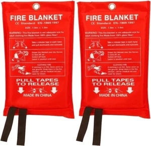 2 EMERGENCY FIRE BLANKETS Fiberglass Flame Retardant Size L(39.37” x 39.37”) - Picture 1 of 2