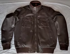 massimo dutti brown leather jacket L - Picture 1 of 12