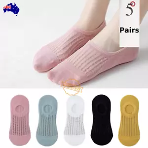 5 Pairs Women Invisible Low Cut No Show Footlet Socks Cotton Rich No-Slip AU - Picture 1 of 18