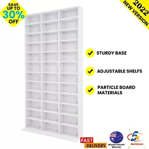 Adjustable CD DVD Bluray Media Book Storage Cabinet Shelf WHITE Display Bedroom - Picture 1 of 11