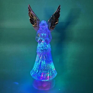 LED beleuchteter Engel funkelnder Glitzer Globus Wasserlampe rot blau grün Farben 121⁄4" - Bild 1 von 8