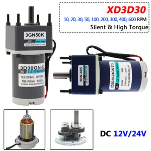 DC 12V/24V Micro Gearmotor 30W Silent Metal Gearbox Motor 10RPM to 600RPM XD3D30 - Picture 1 of 9