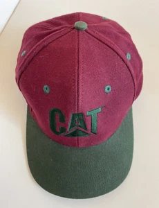 Vintage CAT Caterpillar Tonkin Snapback Cap - Unisex - Maroon/Green - Brand New - Picture 1 of 5