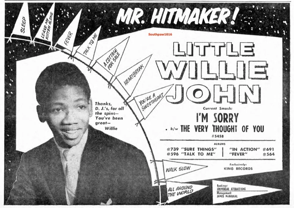 1961 Little Willie John 'I'm Sorry' Song Release Music Industry Promo Reprint Ad - Image 1 of 1