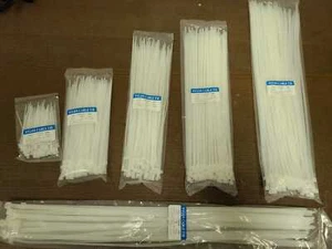 100 - 1000 Stck. 4"" bis 24"" USA INDUSTRIELL WEISS KABEL REISSVERSCHLUSS UV NYLON KRAWATTEN WRAPS - Bild 1 von 1