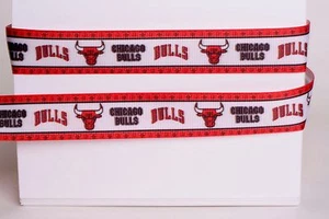 CHICAGO BULLS 7/8" Grosgrain Ribbon 1,3,5,10 Yards BASKETBALL SHIP FROM USA - Picture 1 of 1