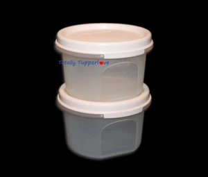 2 Tupperware #1 Round Modular Mates 7 oz / 200 ml Containers w/ Ivory Rose Seals - Picture 1 of 2