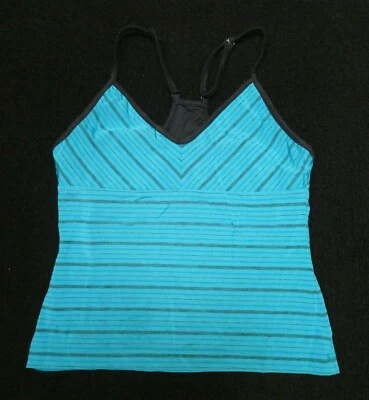Tail Mujer Verde Azulado/Gris Rayas Estampado Elástico Espalda Corredora Sujetador Deportivo Top Talla S Foto 1 de 3