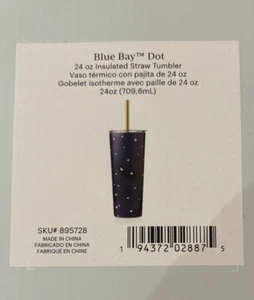 Lenox Blue Bay Dot Pattern 24 Oz Insulated Stainless Steel Tumbler With Straw - Picture 1 of 2