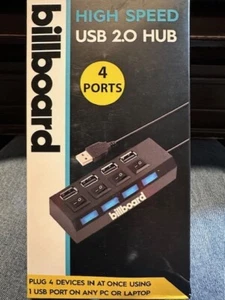 Billboard USB 2.0 High Speed 4-Port Splitter Hub NEW Multi Plug Travel Must TX - Picture 1 of 6