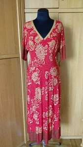 Vintage Alain Manoukian Dress Women's Midi Bodycon Red V-neck Stretch Size 3/M/L - Picture 1 of 11
