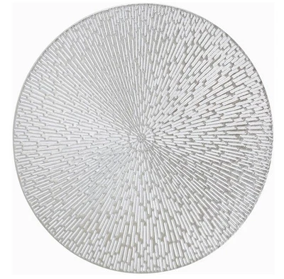 SNOWKINGDOM Silver Round Placemats Set of 18, 15 Inch Metallic Pressed Vinyl - Image 1 of 4