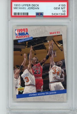Michael Jordan 1993 cubierta superior #193 - puntuación de playoffs de la NBA 54 puntos - PSA 10 Foto 1 de 2