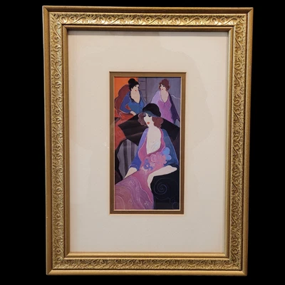 Itzchak Tarkay "Tres al mediodía" personalizado enmarcado de madera/impresión mate de vidrio Foto 1 de 4