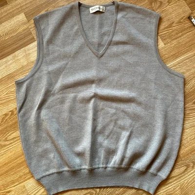 St. Croix 100% Wool Sweater Vest Mens XL Light Gray Stretch Pullover USA Made - Image 1 of 4