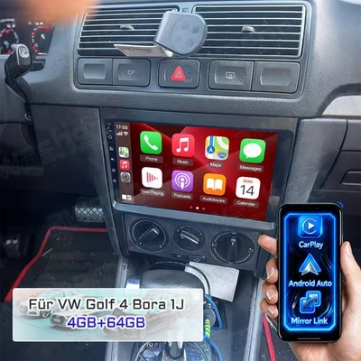 4+64GB Android 15 Autoradio RDS FM BT RDS Carplay GPS Navi Für VW Bora Golf 4 1J - Bild 1 von 4
