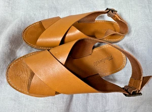 Sandalias Madewell Para Mujer 9 1/2 Marrón Cuero Entrecruzado Boho Zapatos - Imagen 1 de 12