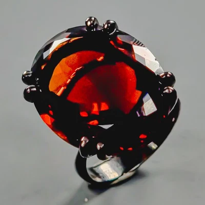 Joyería 40 quilates Anillo Cuarzo Coñac Natural Plata de Ley 925 Talla 9/R426360 Foto 1 de 4