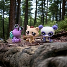 Littlest Pet Shop LPS Monopoly 3 Figure Lot - Cat, Panda, Crab 
