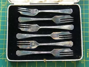 Vintage Original EP Silver Desert Forks c/w Presentation Box. COOPER BROS? - Picture 1 of 13